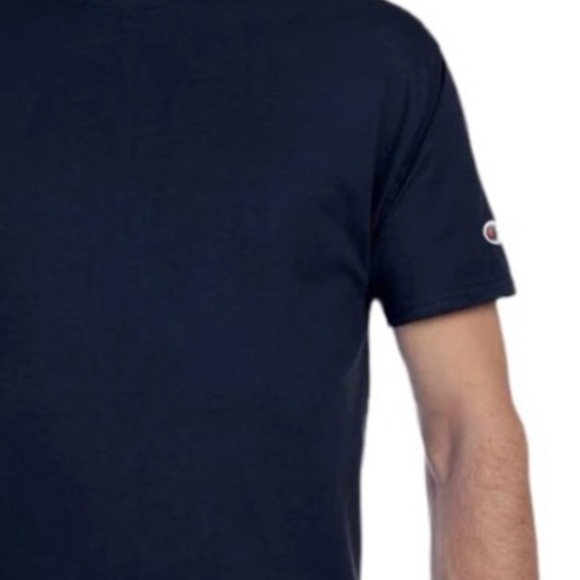 Champion Men’s Logo Tee Shirt Classic Crew Neck Short Sleeve Navy Blue Large - Picture 2 of 11